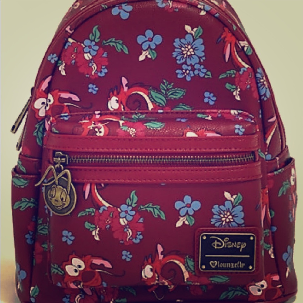 Disney Loungefly Milan Mushu Floral Mini Backpack